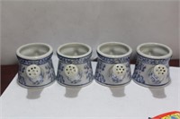 Set of 4 Blue and White Chinese Planter