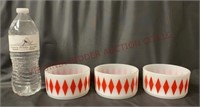 Fire King Red Diamond Harlequin 4" Bowls - 3