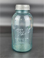 Vintage Aqua Ball Half Gallon Mason Jar & Zinc