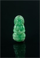 Chinese Fine Green Jadeite Guanyin Pendant