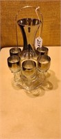 Vintage Mixed Drink Glass Set WIth Holder Serves 6