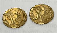 Two 1865 Imperio Mexicano Gold Wedding Coins