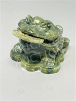 green Jade "lucky coin" Frog figure