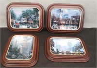 4 Framed Thomas Kinkade Postcard Plates #'s