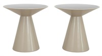 Modern Amber Mirror Topped Side Tables, Pair