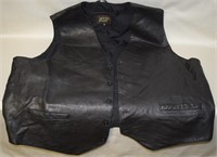 Vtg Irvine Park Black Leather Biker Vest Sz 2XL