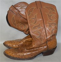 Justin Ostrich & Leather Gaucho Cowboy Boots