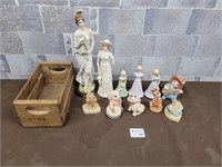 Vintage figurines with good crate