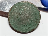 OF) Better date 1866 Indian head penny
