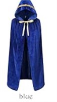 REGENBOOG, 31 IN. BLUE VELVET CAPE WITH HOOD FOR