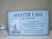 LG. MASTER CAST STEEL FISHING RODS TIN SIGNS
