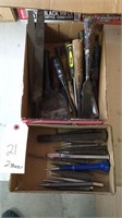 Assorted chisels, files, punches, etc