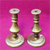 Pair Of Small Brass Candlesticks (Vintage)