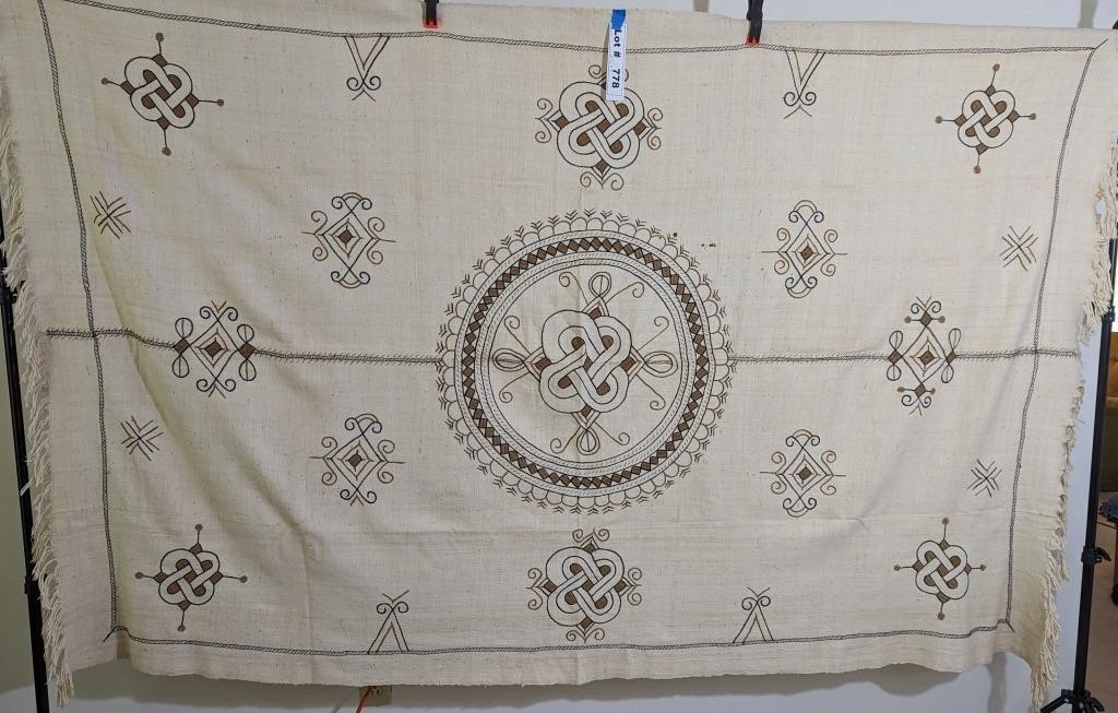 NATIVE AMERICAN TABLE CLOTH HANDMADE NEEDLEWORK