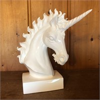 White Ceramic Unicorn Statue Sculpture