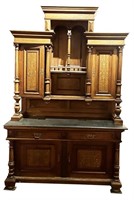 FRENCH WALNUT SIDEBOARD WITH INLAID BRASS DECOR