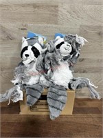 4 raccooon rope dog toys