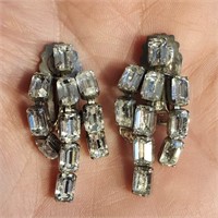Vintage pair WEISS clip rhinestone earrings