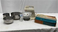 Waring Mixer, vintage Anchor Hocking Snack Set