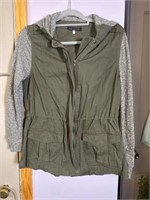 Green Military Style Hooded Jacket Size L