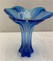 10in blue glass vase
