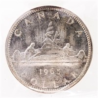 Canada 1965 Silver Dollar SmBds Ptd 5:Heavy Cameo