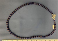 27" trade beads, cobalt and w