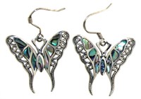 Genuine Abalone Butterfly Dangle Earrings