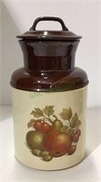 Vintage fruit motif ceramic canister with lid