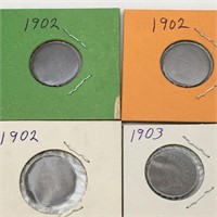 Group Of 4 Indian Head Pennies, 1902 & 1903