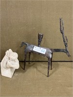 Sculptural Metal Deer Candle Stick & Monkey Sculpt