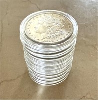 TEN (10) Stack US Morgan Silver Dollars in Case