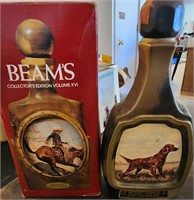 2 VTG Painted Beam Bottles Cowboy & Hunting Dog
