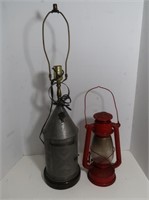 Punched Tin Table Lamp, Red Oil Lamp (Import)