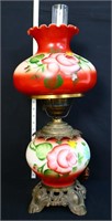 Vintage parlor lamp w/ roses