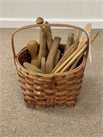 Ash Basket Filled with Kitchen Collectibles