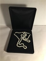 14KT 33" HAND KNOTTED PEARL NECKLACE, CLASP IS 14K