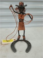 Homemade roping cowgirl statue 9"
