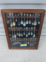 Lovely spoon collection in shadow box 16.5x12.5