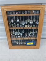 Spoon collection in shadow box 17x13