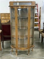 Modern Curved Glass China Cabinet w/ Three Shelves