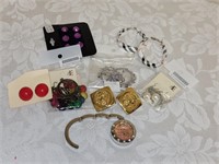 Earrings and purse hook eight pieces most are new