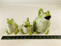 3pcs frog pitchers and sugar dish