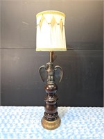 Brass Eagle & Wood Table Lamp