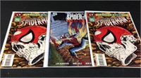 Three Spiderman comic books