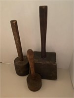 Three (3) wood mallets