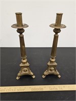 Pair of Antique French Brass Candlesticks- 14"