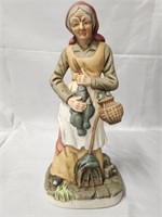 HAND PAINTED PORCELAIN FISHING GRANDMA 11"