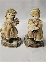 TWO CERAMIC LITTLE GIRL FIGURINES 5¼"
