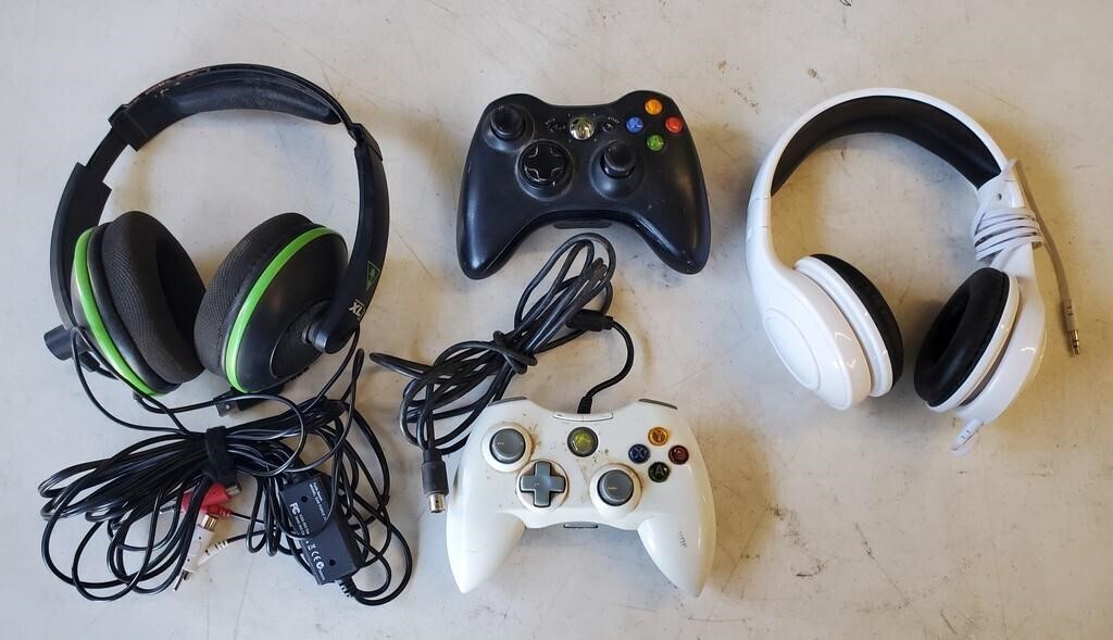 X Box 360 & Game Stop Controllers, Head Phones
